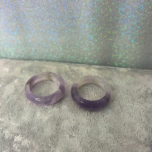 Amethyst rings crystal healing purple geodes natural rocks ring bands π - Picture 3 of 17